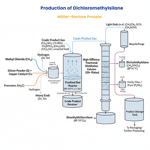 Production of Dichloromethylsilane via the Müller–Rochow Process Production of Dichloromethylsilane via the Müller–Rochow Process